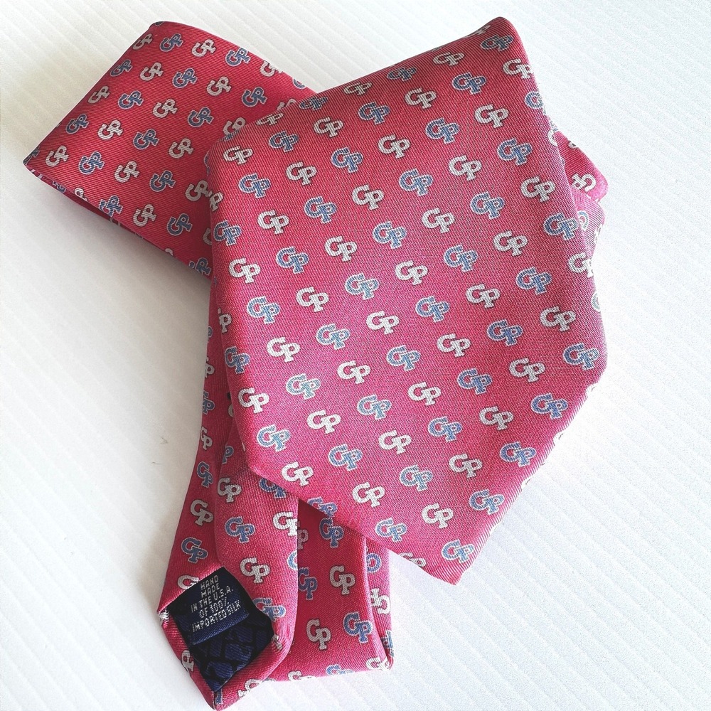 Georgetown Prep GP Vineyard Vines Logo Silk Tie Custom Collection Pink USA